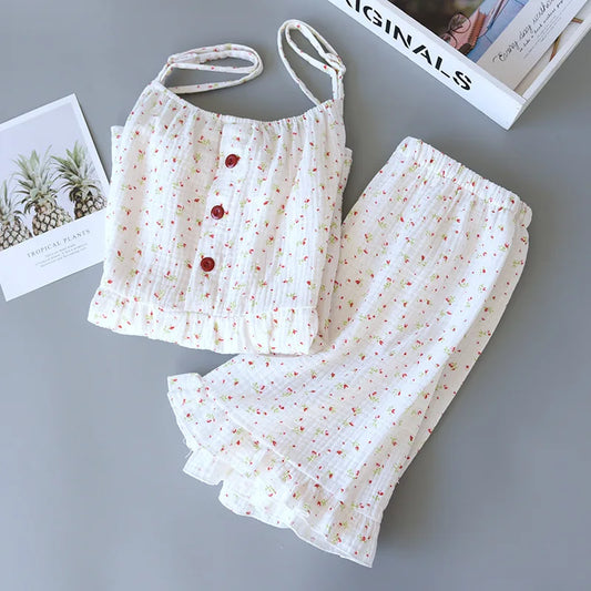 Cherry Bloom - 100% Muslin Cotton Pajama
